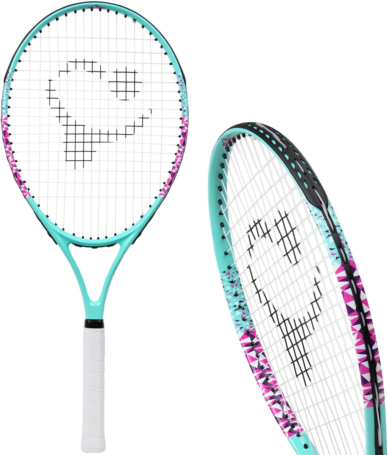 Kids Tennis Racket with Training Videos – Aluminum Youth Tennis Racket with Neoprene Handle for Children Age 5-12 – Learn Faster and Play Better by